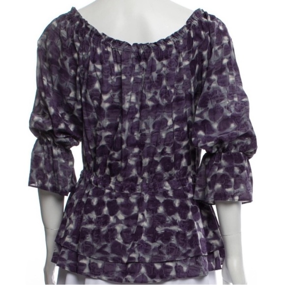 Alice + Olivia Camilla Print Silk Blouson Top - Picture 10 of 12
